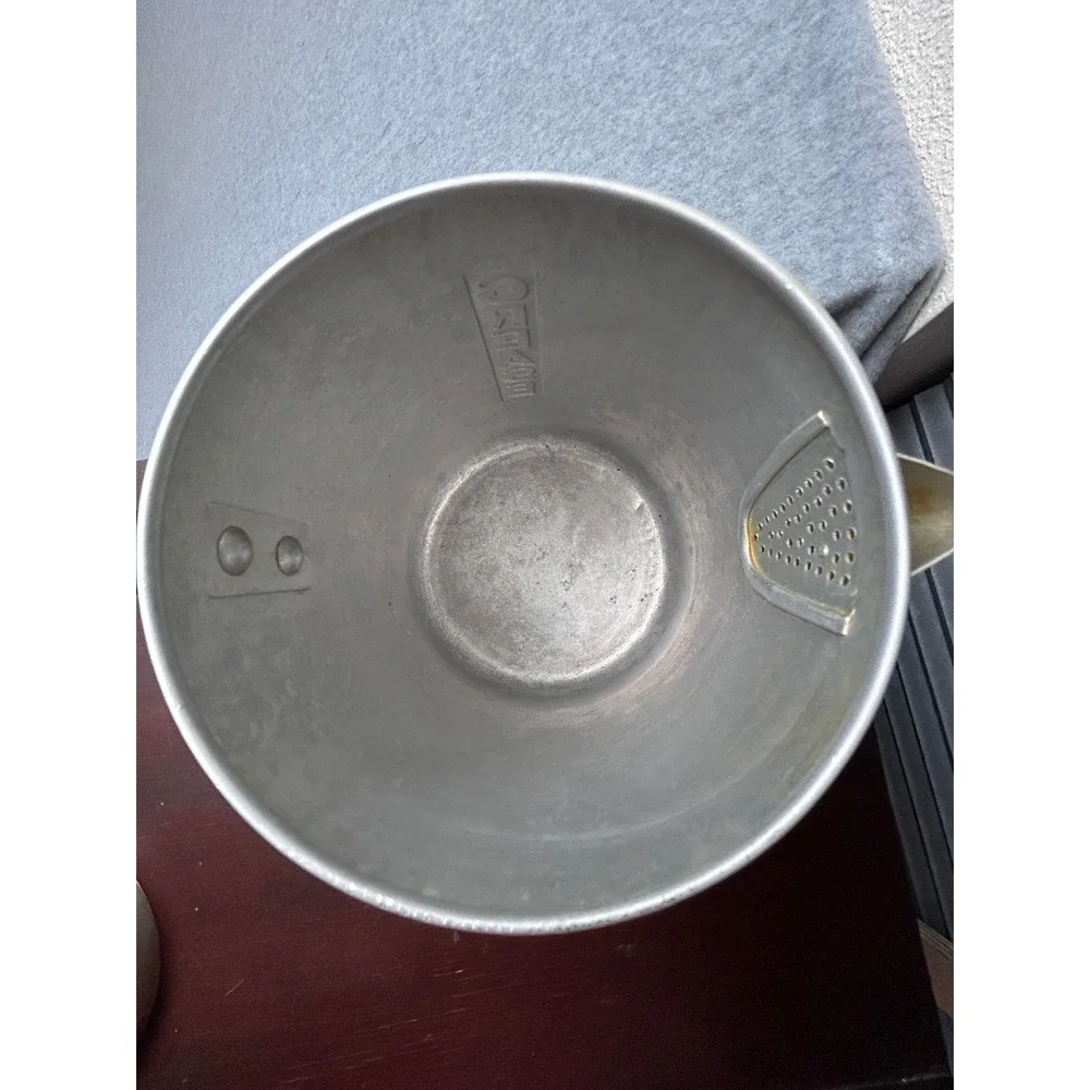 Vintage Aluminum Grease Canister with Strainer and Lid Retro Kitchen Decor